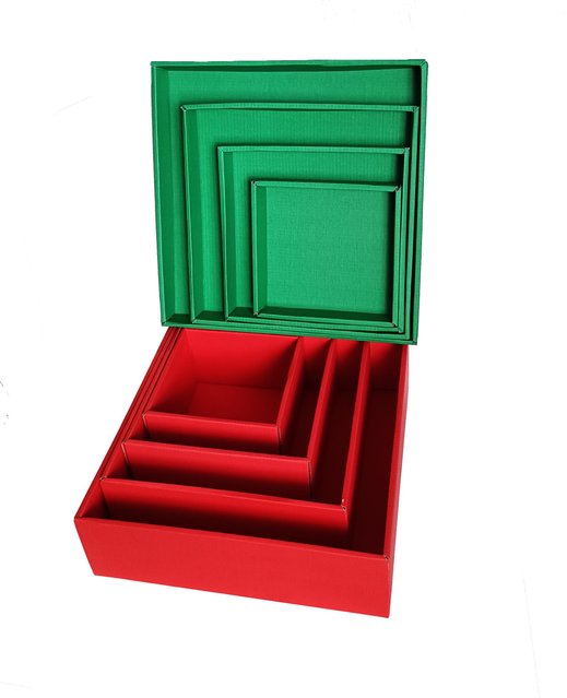 Набір подарункових коробок "Новий рік зелена-червона" (4 шт.) двосторонній картон (h-9)
