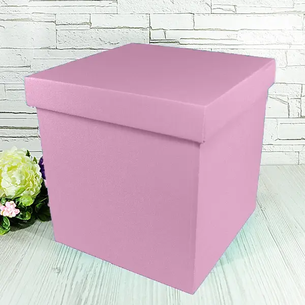 Подарункова коробка двосторонній картон "рожева" (15х15х15)
