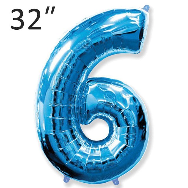 Фольга 32" Синяя цифра 6 (Flexmetal)