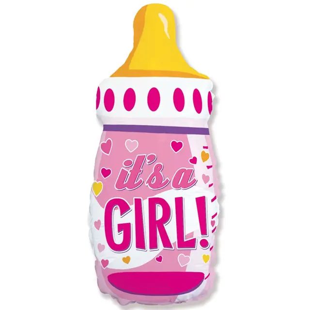 Фольгированная фигура большая Бутылка розовая It's a girl Flexmetal (в Инд. уп.)