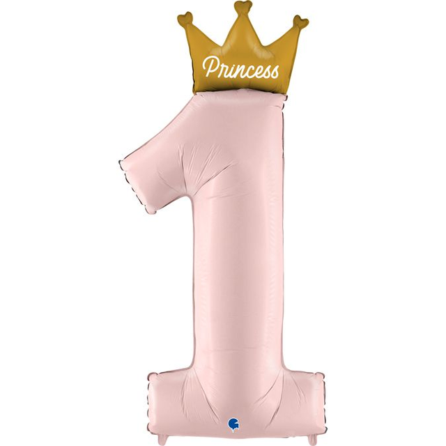 Фольга Принцесса пастель розовая цифра 1 (Grabo)