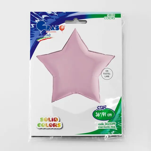 Фольга Звезда 36" Пастель розовая в Инд. упаковке (Grabo)