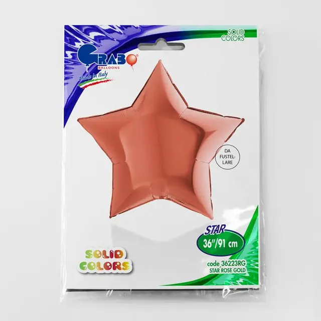 Фольга Звезда 36" розовое Золото в Инд. упаковке (Grabo)