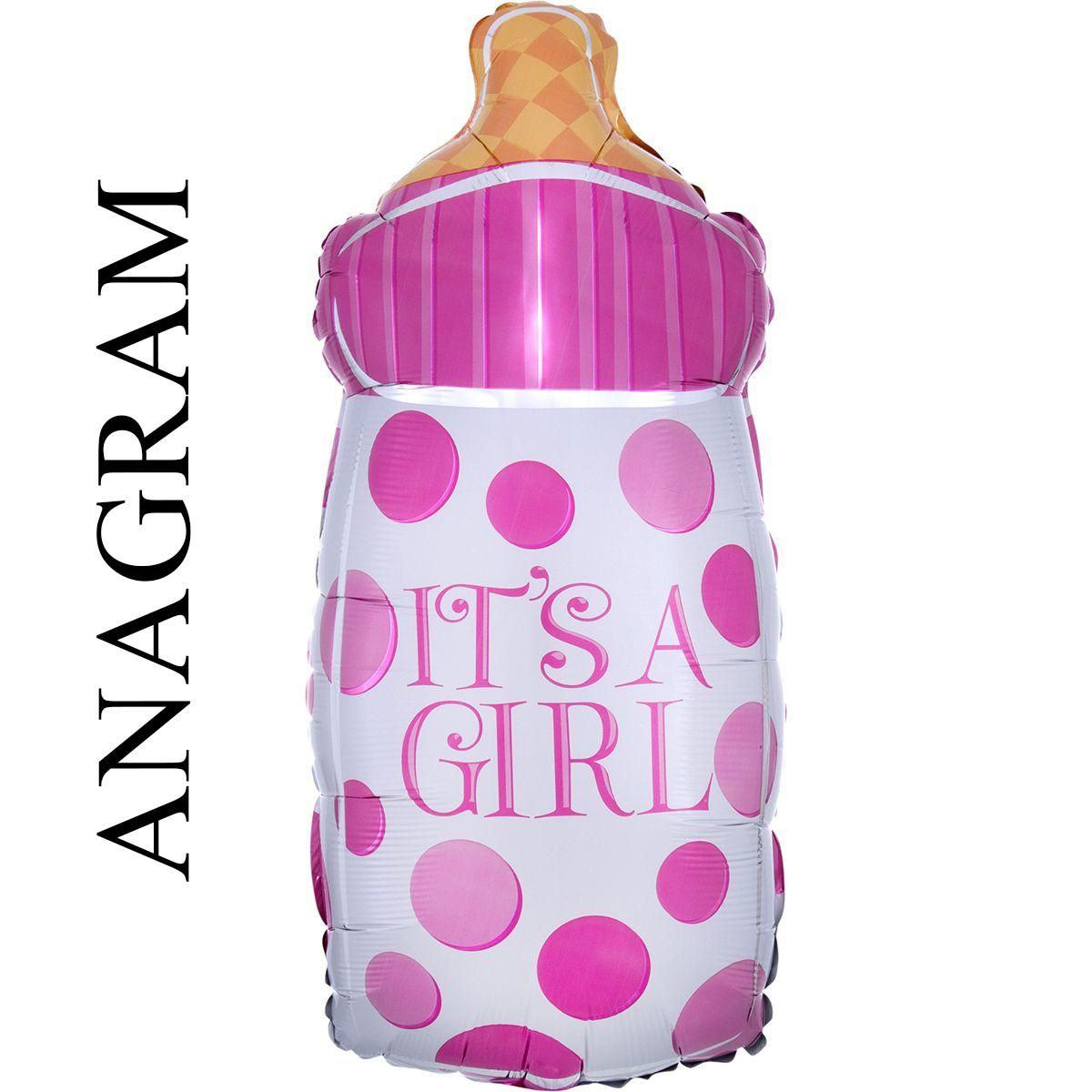 Фольгированная фигура большая Бутылка розовая ANAGRAM