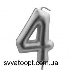 Металізована срібна Свічка-цифра для торту - 4