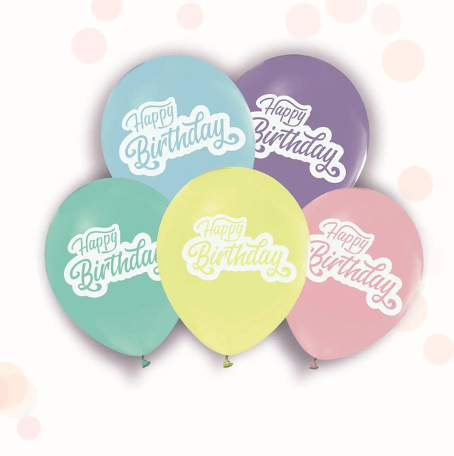 Воздушные шарики "Макарун Happy Birthday" (ТМ "Твоя Забава") (50 шт)