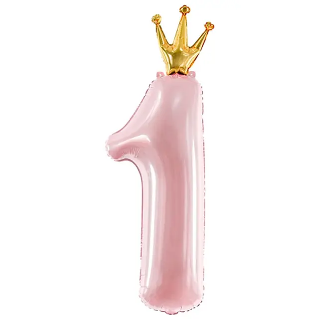 Фольга цифра "1 рожева с короною" PartyDeco